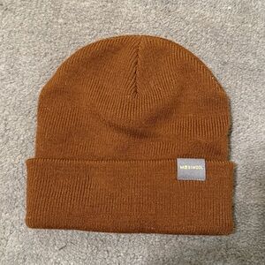 Meriwool Brown Wool Blend Beanie OS Unisex Cold Weather Knit Hat